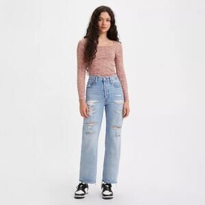 Levi's Ribcage Ripped High Waist Ankle Straight Leg Jeans